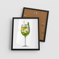 Plakat w ramie 40x50 - Limonkowy drink w letnim stylu - drink, limonka - rama czarna