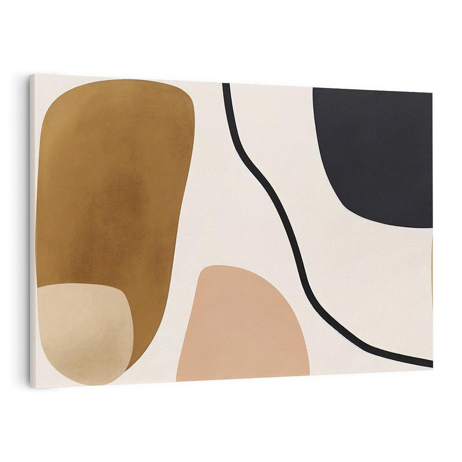 Obraz na płótnie 120x80 - Harmonia chaosu i porządku - abstrakcyjne kształty, kolory beżu i brązu
