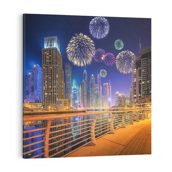 Obraz na płótnie 60x60 - Fajerwerki Nowego Roku - nowy rok, fajerwerki