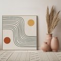 Obraz w ramie 80x80 - Czysta Refleksja - abstrakcyjna sztuka, boho kształty - rama drewno