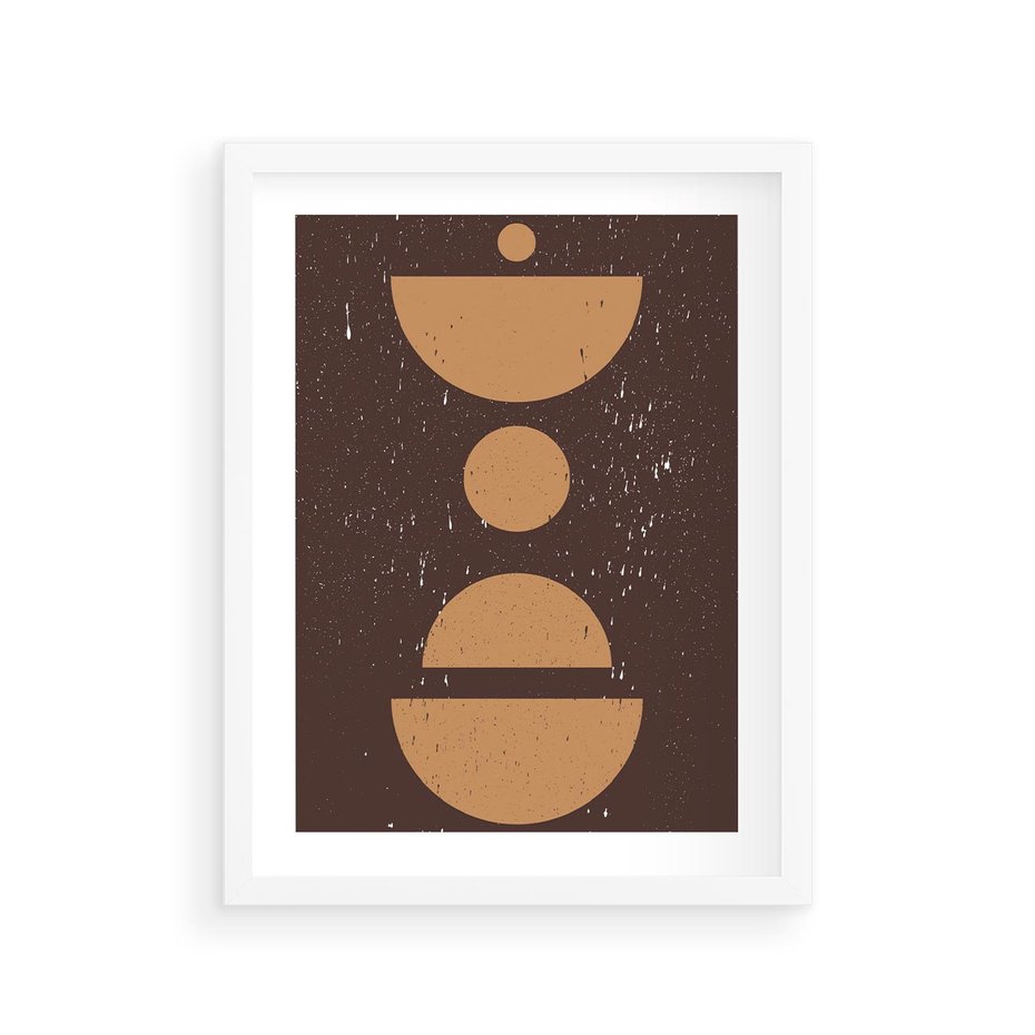 Plakat w ramie 30x40 - Impulsy Przestrzeni - mid century styl, nowoczesna grafika - rama biała