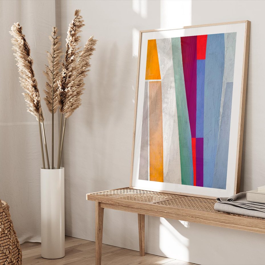 Plakat w ramie 40x50 - Księga Ukrytych Odbić - abstrakcyjne dziwne kształty, olejny obraz - rama drewno