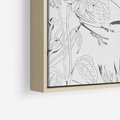 Obraz w ramie 70x100 - Tropiki w Monochromie - czarno biały szkic, tropikalne ptaki - rama drewno