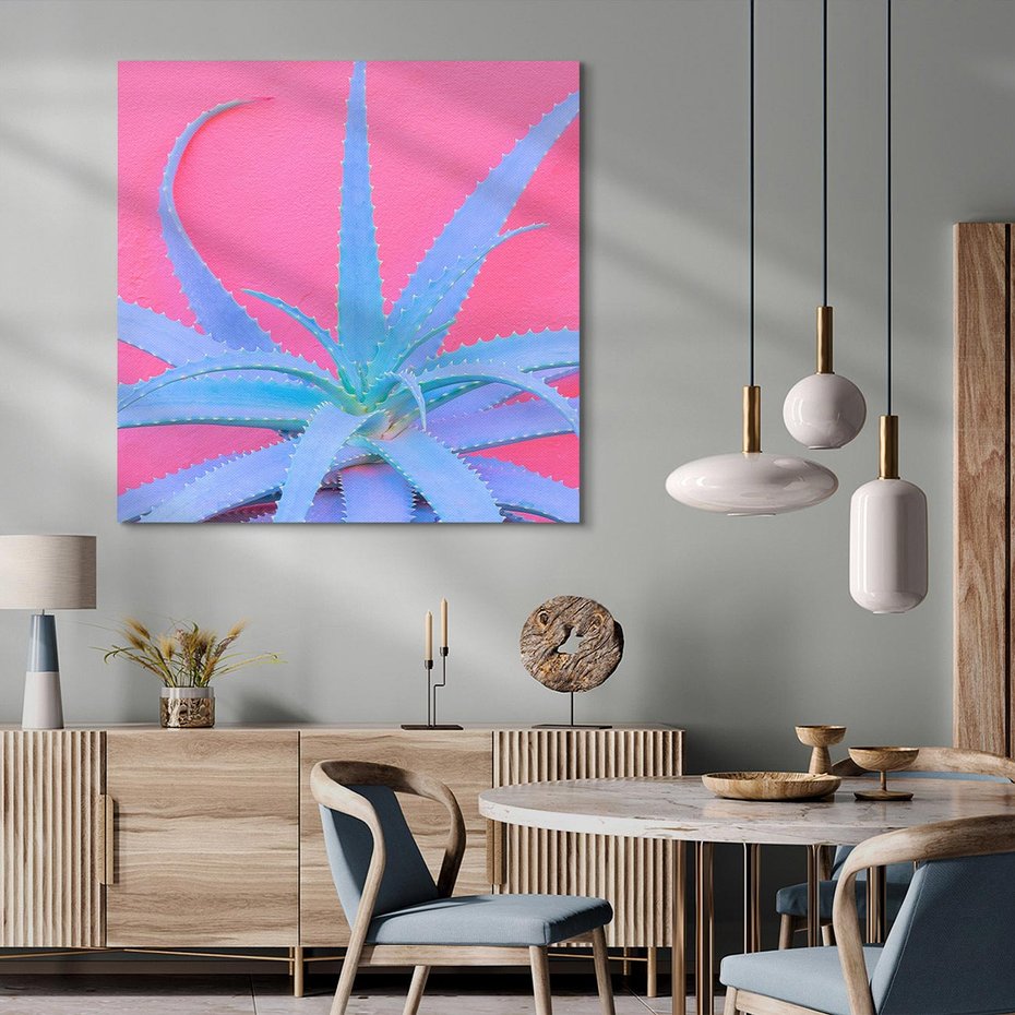 Obraz na płótnie 40x40 - Piękno Pustyni - kaktusy, liście