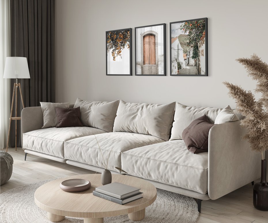 Zestaw obrazy w ramie 50x70 galeria - Stare, drzwi, Włochy, uliczka - rama czarna