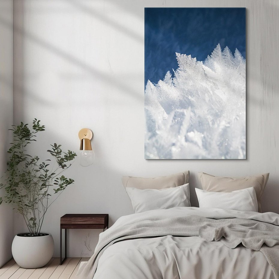 Obraz na płótnie 80x120 - Zimowa magia: Kryształki lodu - zima, kryształki