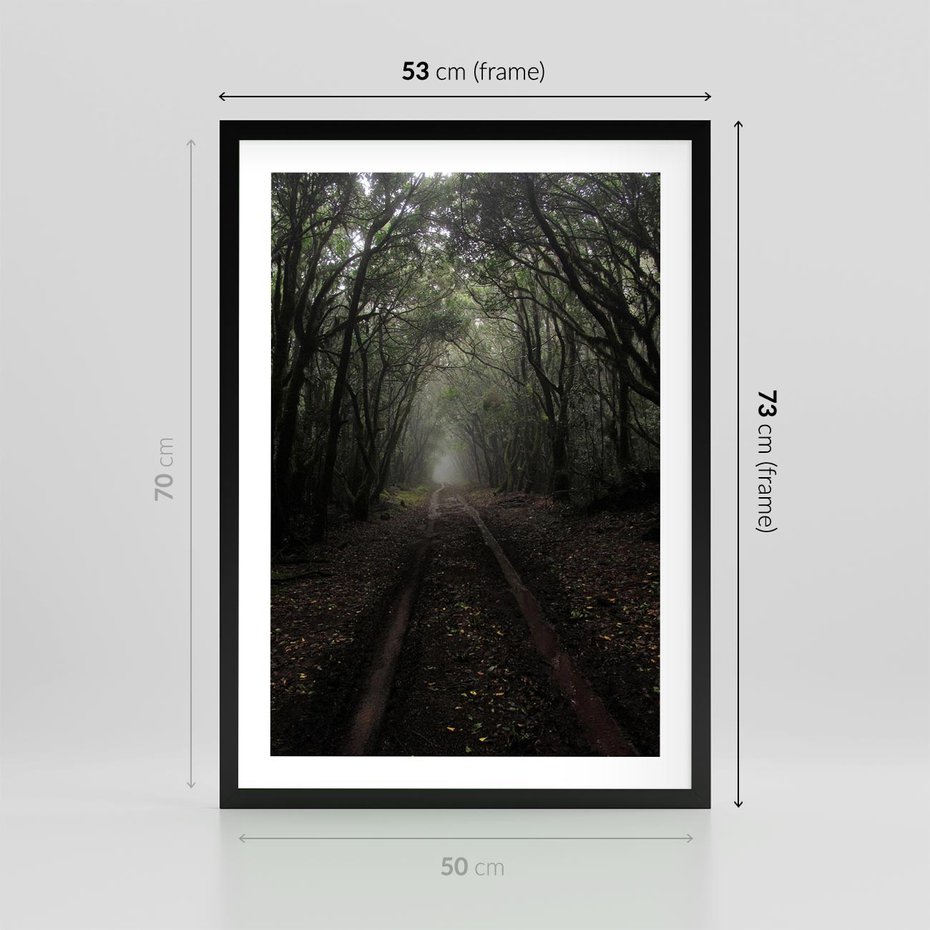 Plakat w ramie 50x70 - Urok Drogi - las, droga - rama czarna