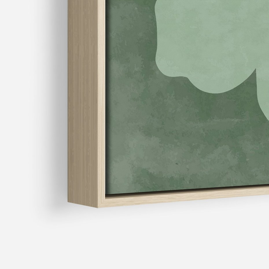 Obraz w ramie 80x120 - Kształty Zieleni - abstrakcyjny kształt, zielony plakat - rama drewno