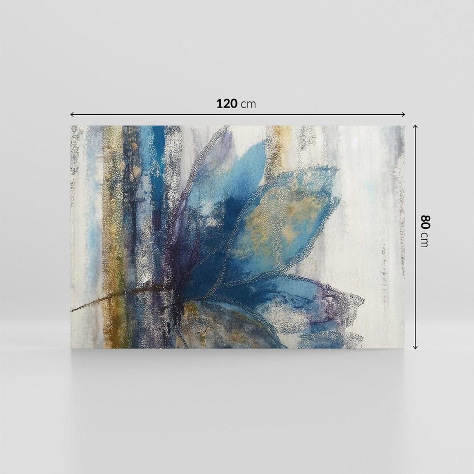 Obraz na płótnie 120x80 - Tekstura Kwiatu - olejny obraz, niebieski kwiat
