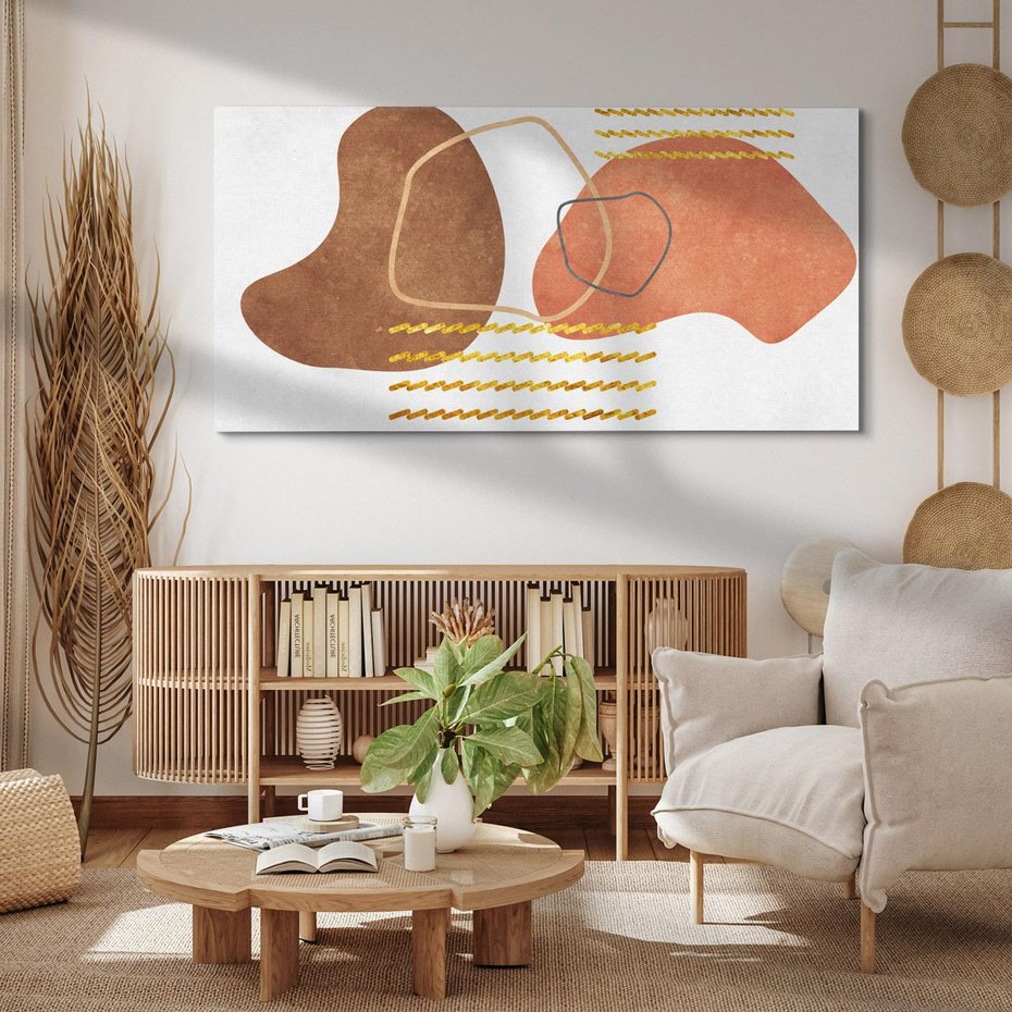 Obraz na płótnie 120x60 - Odbicie światła serca - abstrakcyjne rozlane plamy, boho styl