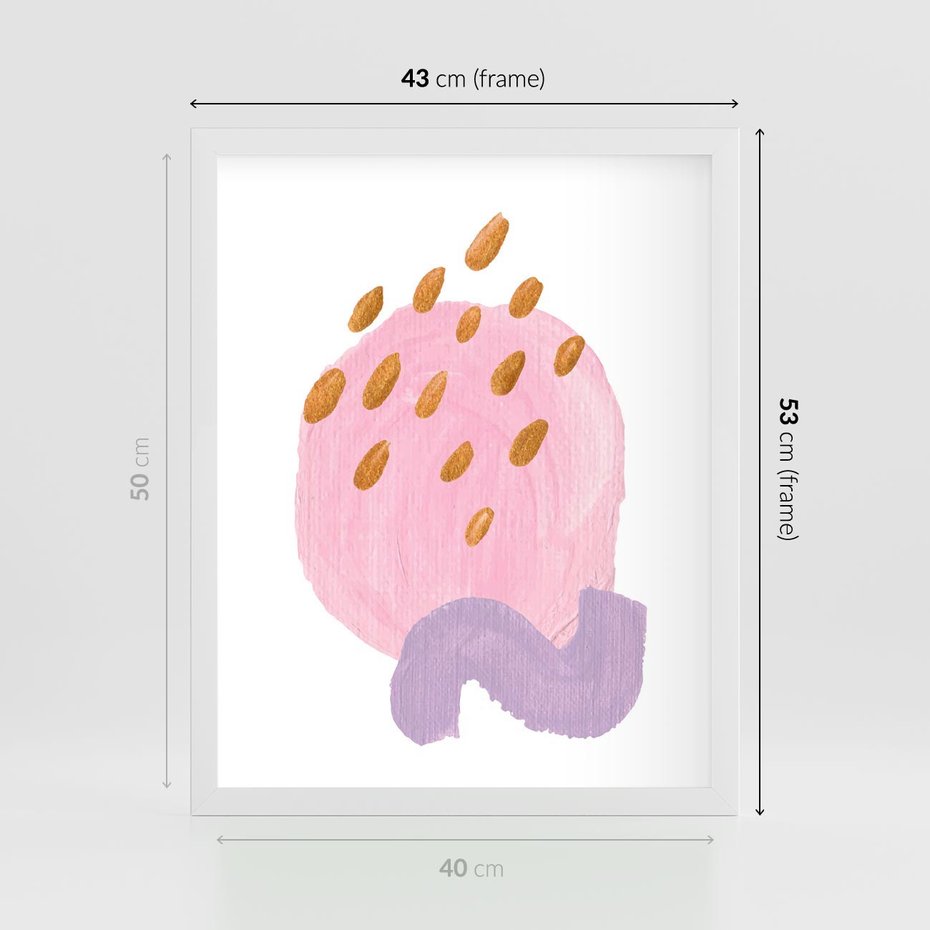 Plakat w ramie 40x50 - Migoczące Pastelowe Kształty - akwarela, minimalizm - rama biała