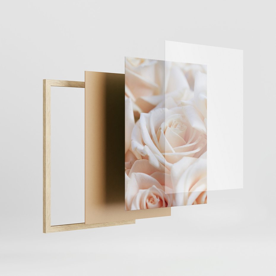 Zestaw obrazy w ramie 30x40 galeria - Róże, kwiaty, do, sypialni - rama drewno