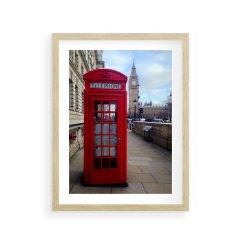 Plakat w ramie 50x70 - Londyńska budka telefoniczna - budka, telefoniczna - rama drewno