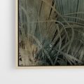 Obraz w ramie 70x50 - Światło w mroku duszy - liście traw, mroczny klimat - rama drewno