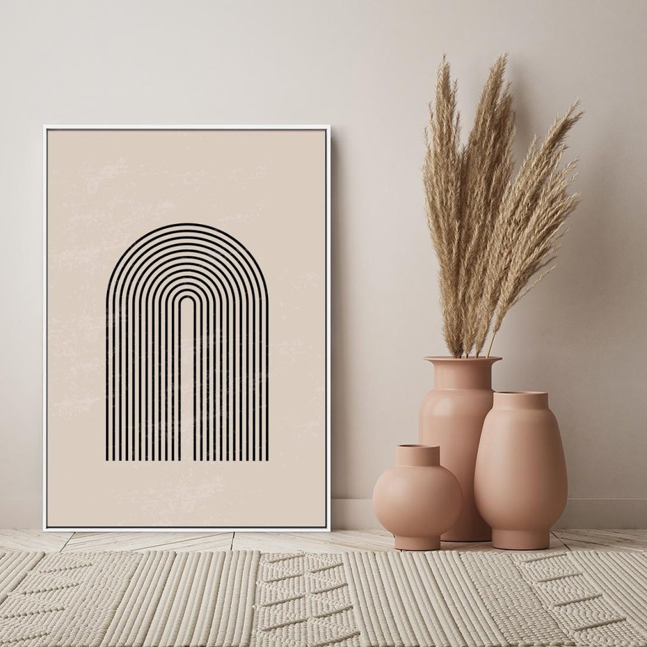 Obraz w ramie 80x120 - Migocące Echa - abstrakcyjne linie, geometria - rama biała