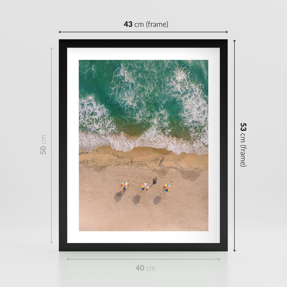 Plakat w ramie 40x50 - Letnie Wakacje na Horyzoncie - plaża, morze - rama czarna