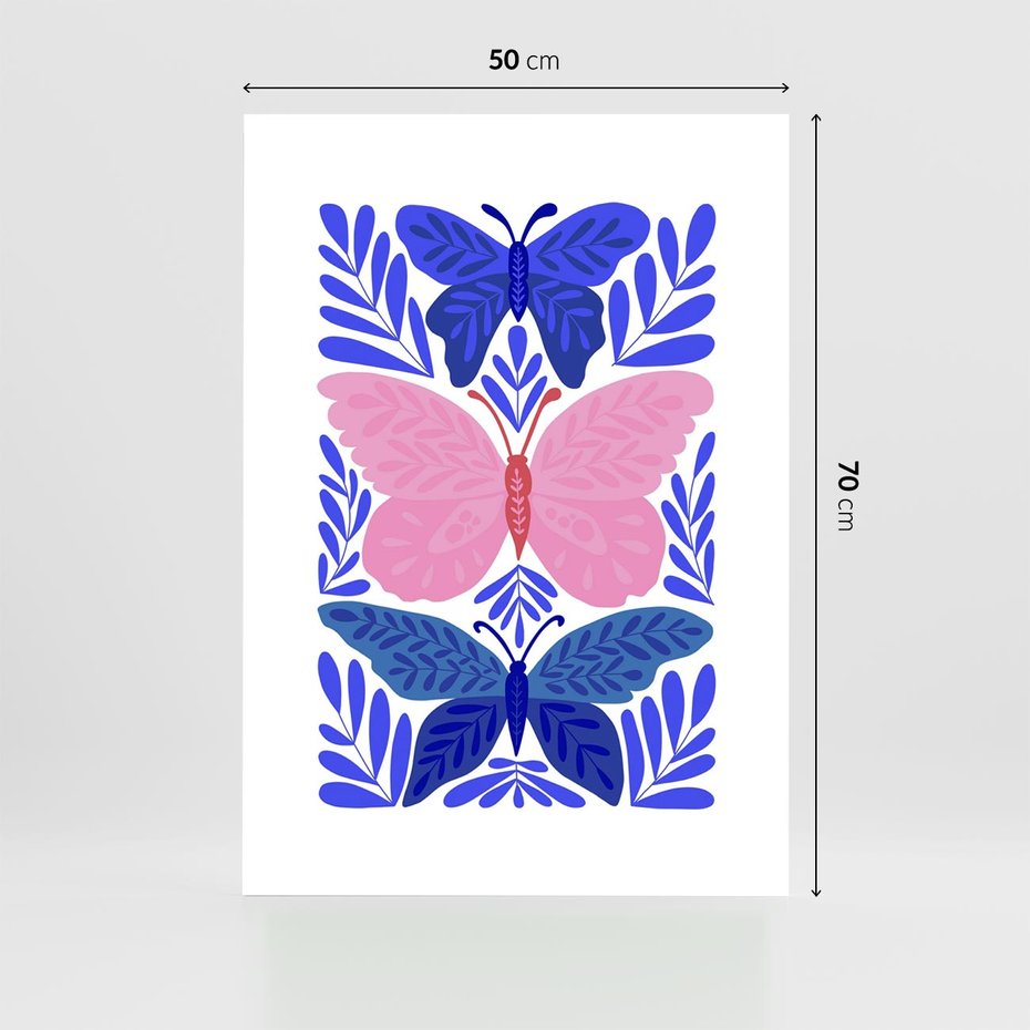 Plakat bez ramy 50x70 - Delikatna Symfonia Natury - motyle, rośliny