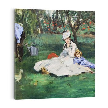 Obraz na płótnie 40x40 - Rodzina Monet w ogrodzie w Argenteuil (1874) Édouard Manet - Reprodukcja - reprodukcja, obraz na płótnie