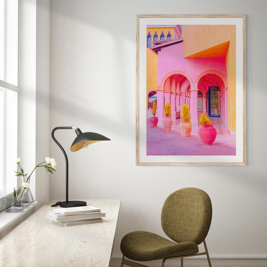 Plakat w ramie 40x50 - Marokańskie pastele - marokański, pastele - rama drewno