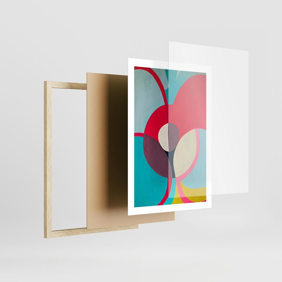 Plakat w ramie 50x70 - Kolorowe Odsłony Inspiracji - abstrakcyjny obraz, olejny - rama drewno