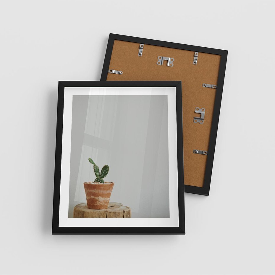 Plakat w ramie 40x50 - Kaktus w Doniczce - minimalizm, kaktur w doniczce - rama czarna