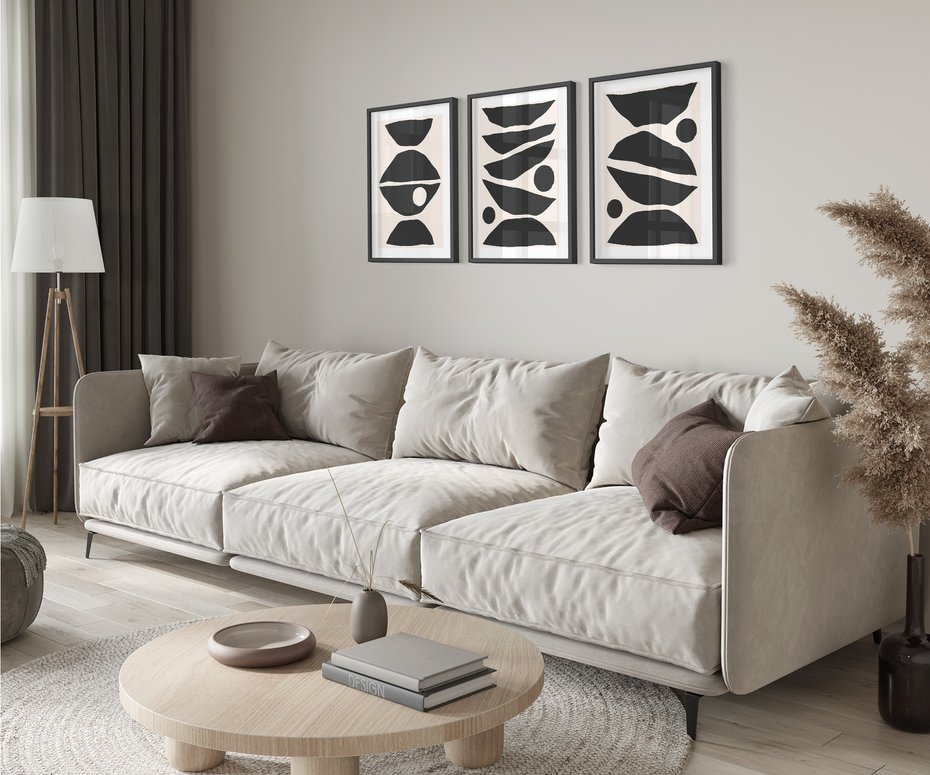 Zestaw obrazy w ramie 50x70 galeria - Abstrakcyjne, kształty, geometryczne - rama czarna