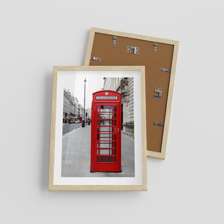 Plakat w ramie 30x40 - Londyńska budka w perspektywie - budka, Londyn - rama drewno