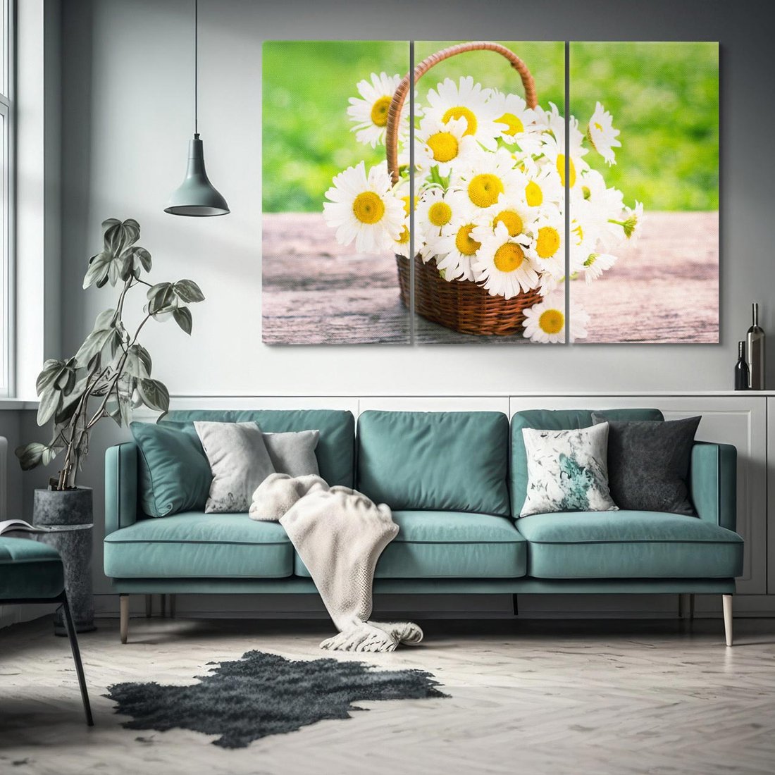 Obraz na płótnie 120x80 - Koszyk pełen kwiatów - koszyk, kwiaty