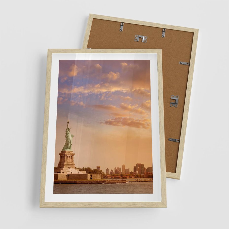 Plakat w ramie 50x70 - Statua wolności w Nowym Jorku - Nowy Jork, statua - rama drewno