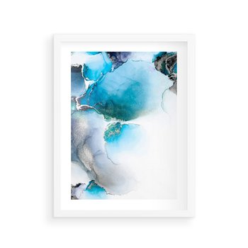 Plakat w ramie 30x40 - Marmur złotą akwarelą - marmur, akwarela - rama biała