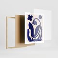Plakat w ramie 40x50 - Bezgraniczne Echa Serca - abstrakcyjny obraz plakat, dziwne niebieskie kształty przypominają kwiat - rama drewno