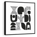 Obraz w ramie 50x50 - Taniec Dziwacznych Kresek - minimalistyczny plakat, czarno biały - rama czarna