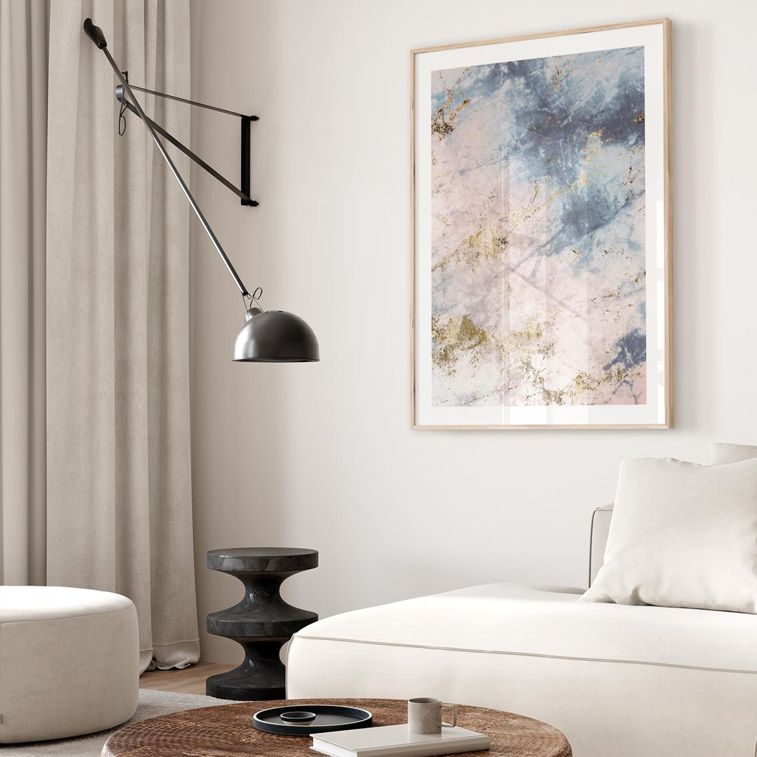 Plakat w ramie 40x50 - Luksusowa Dekoracja - marmur, złoto - rama drewno