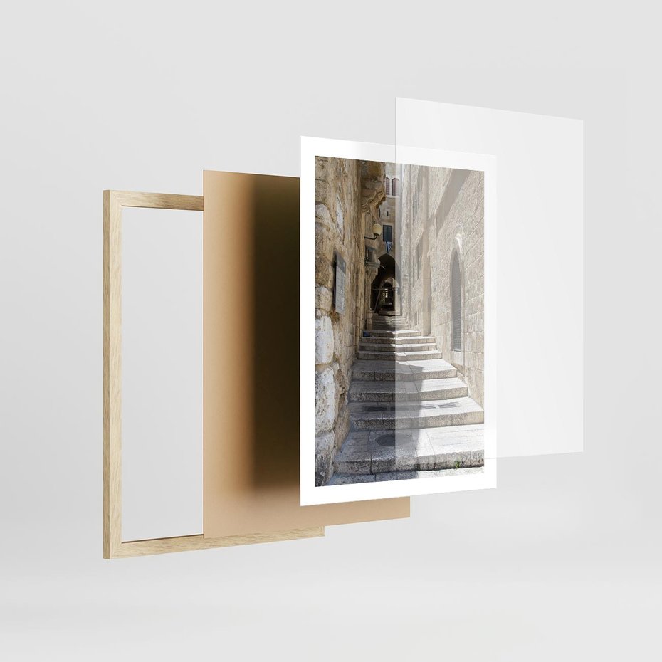Plakat w ramie 50x70 - Urok uliczki: perspektywa miasta - uliczka, perspektywa - rama drewno