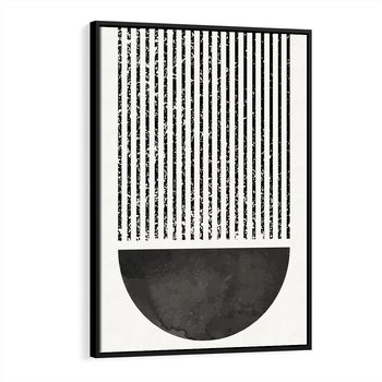 Obraz w ramie 70x100 - Taniec Impulsów - abstrakcyjne czarno białe formy, minimalizm - rama czarna