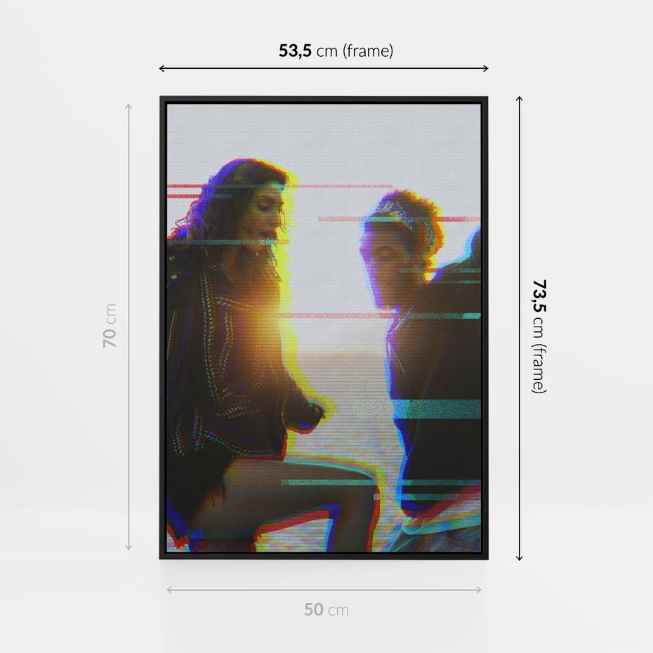 Obraz w ramie 50x70 - Taniec tęsknot - zdjęcie w stylu retro, dodane kolorowe akcenty - rama czarna