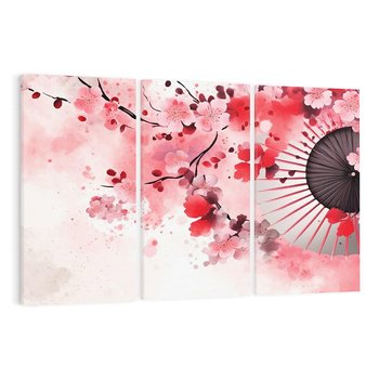 Obraz na płótnie 120x80 - Szept Kwitnącej Wiśni - japoński parasol, liście