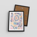 Plakat w ramie 30x40 - Strukturalne Odbicia Boho - kolorowe etniczne wzory, tęczowe żywe kolory - rama czarna