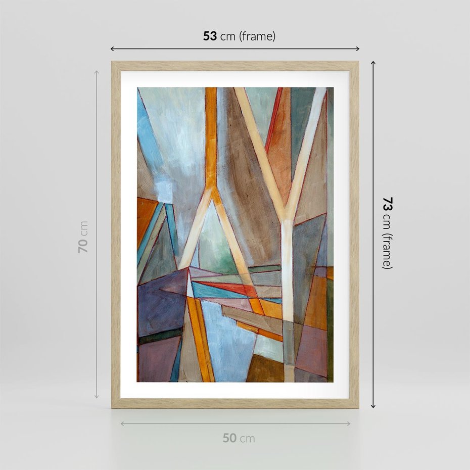 Plakat w ramie 50x70 - Geometria abstrakcji - abstrakcja, geometria - rama drewno