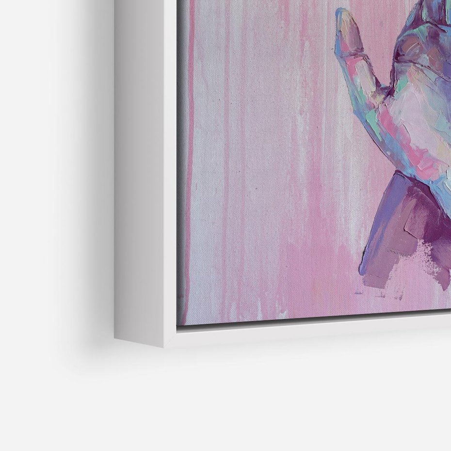 Obraz w ramie 50x50 - Splecione - obraz olejny, pastelowe kolory - rama biała