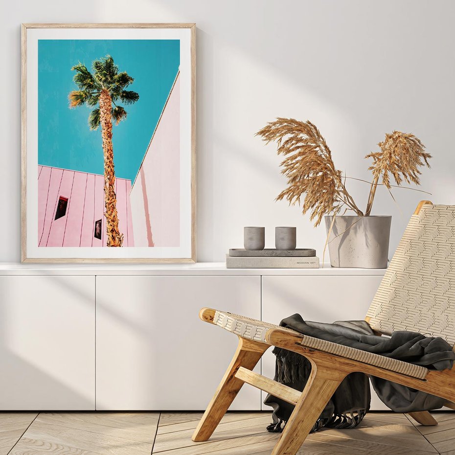 Plakat w ramie 30x40 - Palma w Miami - palma, miami - rama drewno