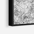 Obraz w ramie 70x50 - Refleksje w martwym punkcie - graficzny szkic, kompozycja kwiatów - rama czarna
