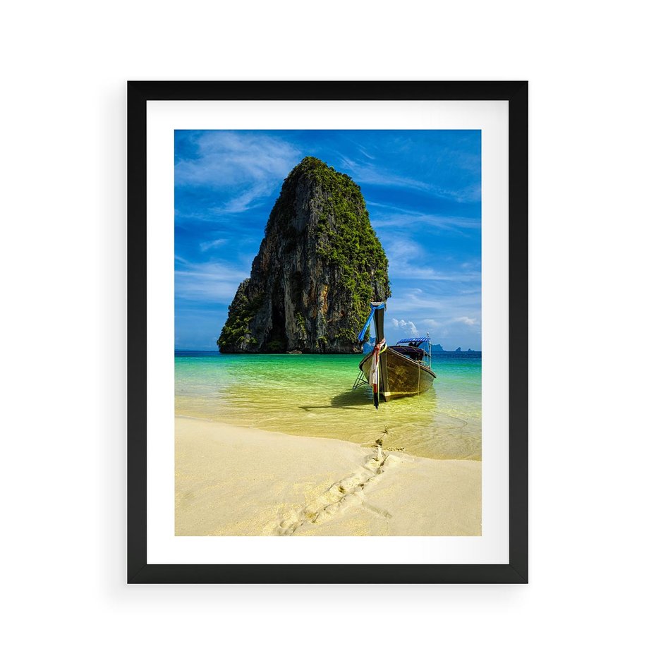 Plakat w ramie 40x50 - Łódź nad Morzem - łodź, morze - rama czarna