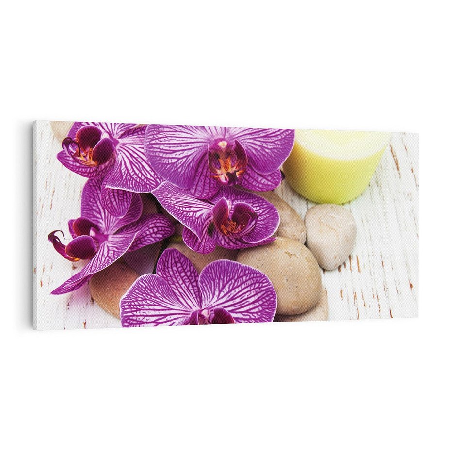 Obraz na płótnie 120x60 - Relaksujące spa w otoczeniu orchidei - spa, świece