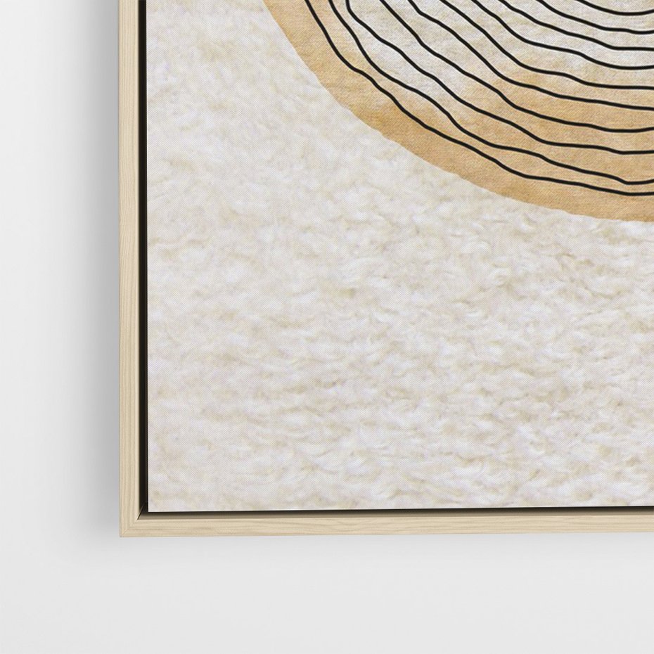 Obraz w ramie 50x70 - Zapisane w promieniach słońca - beżowe strukturalne tło, koła - rama drewno