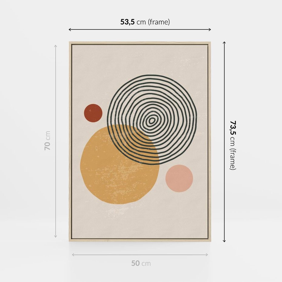 Obraz w ramie 50x70 - Boho Światło - abstrakcyjna sztuka, boho kształty - rama drewno
