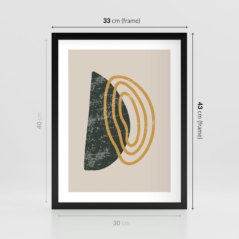 Plakat w ramie 30x40 - Nowoczesne Dialogi Materii - nowoczesny plakat, abstrakcyjne kształty - rama czarna