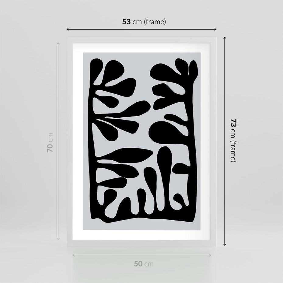 Plakat w ramie 50x70 - Taniec Kształtów - matisse, sztuka nowoczesna - rama biała