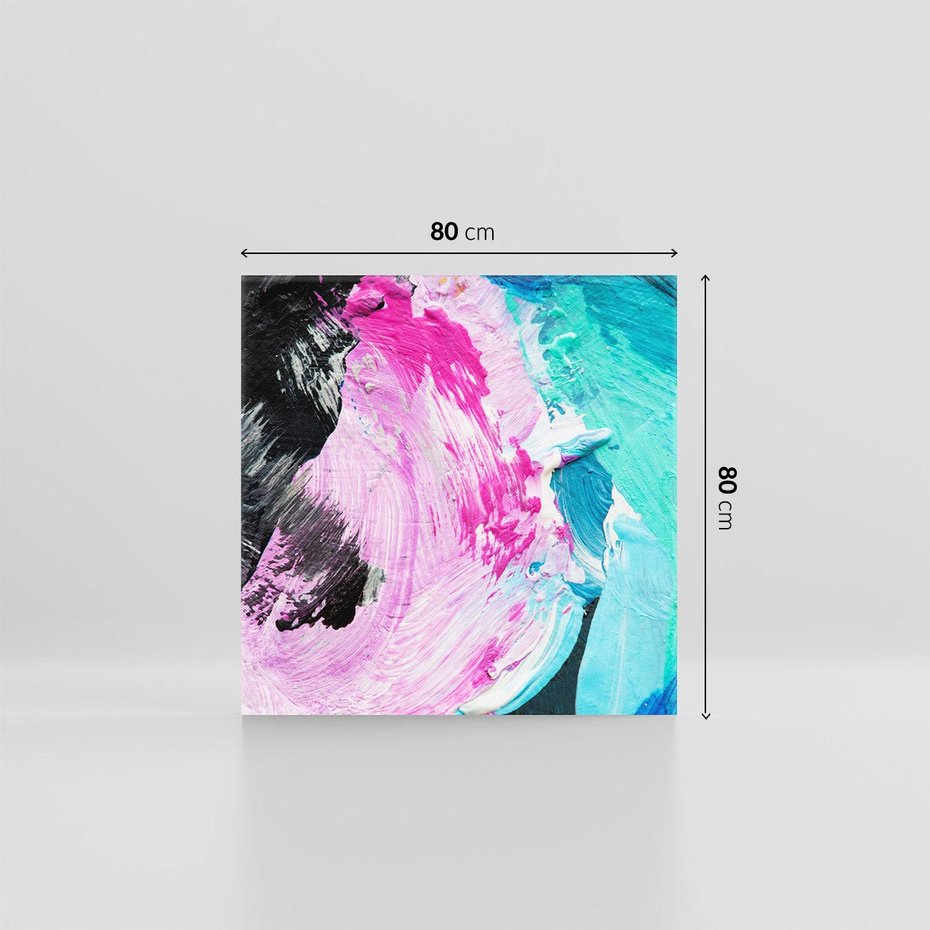 Obraz na płótnie 80x80 - Kolorowy rój wyobraźni - rozlane kolorowe farby olejne, abstrakcja