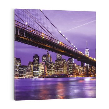 Obraz na płótnie 50x50 - Nocny Spacer po Moście Manhattan - most, Nowy Jork